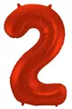 Produktbild: Folienballon Zahl 2 rot matt 88cm Geburtstag Party Dekoration Geschenk
