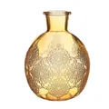 Produktbild: NaDeco Kugelvase Bologna in 12 cm und 17 cm und 6 Farben wählbar | Kugelflasche | Glas Flaschen | kleine Deko Vasen | kleine Deko Flaschen | Tischdeko Vasen, Farbe:Ocker, Größe:h.17 cm Ø 12.5 cm