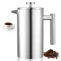Produktbild: VEVOR French Press Kaffeemaschine, 1 L Edelstahl Kaffeepresse Teebereiter mit Filter, große doppelwandige isolierter französische Kaffeebereiter für Camping Reisen Küche, Kaffeezubereiter Silber