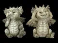 Produktbild: Garten Drachen Figuren Set - Sitzend - Fantasy Drachenkinder Balkondeko Wohndeko