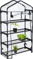 Produktbild: Relaxdays Gewächshaus Balkon, PVC-Folie, Stahl, HxBxT: 125 x 69 x 29 cm, Foliengewächshaus 4 Ebenen, schwarz/transparent
