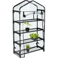Produktbild: Gewächshaus Balkon, Pvc-folie, Stahl, Hxbxt: 125 X 69 X 29 Cm, Foliengewächshaus 4 Ebenen, Schwarz/transparent - Relaxdays