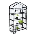 Produktbild: Relaxdays Gewächshaus Balkon, PVC-Folie, Stahl, HxBxT: 125 x 69 x 29 cm, Foliengewächshaus 4 Ebenen, schwarz/transparent