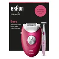 Produktbild: Braun Silk-épil 3, kabelgebundener Epilierer Damen für Haarentfernung, Aufsätze für Rasierer, Trimmer und Massage für Körper, 3-202, Himbeere
