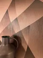 Produktbild: Newroom Tapete Bronze Vliestapete Grafik - Mustertapete Modern Kupfer Metallic Linien Struktur Streifentapete 3D Optik Geometrisch Retro inkl. Tapezier-Ratgeber