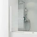 Produktbild: Schulte Badewannenfaltwand 1-teilig Berlin, 70 x 130 cm, 5 mm Sicherheitsglas ESG Dekor Querstreifen, Profilfarbe: Alpinweiß - Weiß