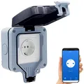 Produktbild: Luminea Home Control WLAN Aussensteckdose: Outdoor-WLAN-Aufputzsteckdose, Sprachsteuerung, Verbrauchsmesser, App (Outdoor Steckdose, Steckdosen mit Zeitschaltuhr, Weihnachtsbaumbeleuchtung)