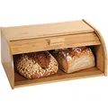 Produktbild: Brotkasten Brotbox Brotbehälter Bambus 40 x 27 x 16,9 cm bewegliche Rollklappe