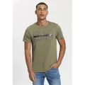 Produktbild: T-Shirt BRUNO BANANI, Herren, Gr. XL (56/58), grün (khaki), Single Jersey, Obermaterial: 100% Baumwolle, bedruckt, schmal, Rundhals, Shirts T-Shirt, kurzärmelig, schmal geschnitten, bedruckt, aus Baumwolle