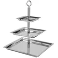 Produktbild: Fink Etagere 34 x 34 cm 3-stöckig Stufentablett eckig Edelstahl mit rundem Griff