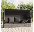 Produktbild: furnicato Loungebett Outdoor-Grau 203x65x127 cm mit Dach und Kissen, 1 Teile, Witterungsbeständige Sonnenliege mit klappbarem Dach und Kissen