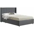 Produktbild: Polsterbett Savona 140x200 Cm - Bett Mit Stauraum, Lattenrost, Samt-bezug - Bettgestell Aus Holz, Bis 250 Kg, Großes Kopfteil - Dunkelgrau - Juskys