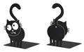 Produktbild: moses. Ed, The Cat Buchstützen 2er Set, Schwarze Katzen Buchstütze, Buchständer aus Metall, Dekoration für das Bücherregal