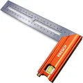 Produktbild: Presch Anschlagwinkel 200mm - Hochpräzise & Rostfrei - Innovatives Streichmaß 20cm - Exakter Schreinerwinkel inkl. Wasserwaage & Anreißnadel für ultimative Vielseitigkeit - Perfekte 90° & 45°