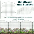 Produktbild: Zaun Gartenzaun Steckzaun Teichzaun für Garten Teich 12 Zaunelemente 78 cm V2Aox