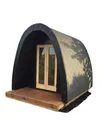 Produktbild: JVmoebel Gartenhaus Tiny House Holzhütte Grau für gemütliche Wochenendausflüge, (Camping Haus), Made in Europe