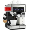 Produktbild: Espressomaschine 1350W 20-Bar 1,8L Bedienfeld Cappuccino Siebträger Edelstahl
