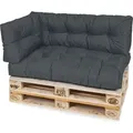 Produktbild: TexDeko Garden Palettenkissen 120x80x18cm wasserabweisend gesteppt Sitzauflage für Europaletten, UV-beständig (3-TLG Set, Anthrazit) - Dunkelgrau