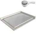 Produktbild: BERNSTEIN Duschtasse 90x120 cm Beton-Optik matt Flache Bauhöhe, Duschwanne der GT-SERIE aus SMC, Rechteckiges Duschbecken mit Gefälle, SMC -Duschwanne Komplett mit Ablaufgarnitur Typ B