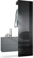 Produktbild: Vladon Garderobe Carlton Set 2, Germany, Wandgarderobe aus Deko-Paneel & hängender Schubladen-Kommode, Anthrazit matt/Schwarz Hochglanz (105 x 193 x 35 cm)