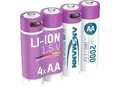 Produktbild: Li-Ion Akkus ANSMANN Mignon AA, 1,5 V, Typ 2000 (min. 1800 mAh), 3,26 Wh, Type C Ladung, 4 Stück