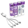 Produktbild: ANSMANN Akku Mignon AA Typ-C Anschluss Li-Ion 1800mAh 1,5V, 4 Stück, wiederaufladbar, ideal für Fernbedienung, Controller, Spielzeug, Funkgerät