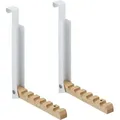 Produktbild: Relaxdays - Türgarderobe klappbar 2x, zum Einhängen, Türhaken für 6 Kleiderbügel, Metall & Holz, für 2 cm Türfalz, weiß