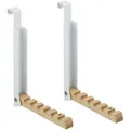 Produktbild: Relaxdays Türgarderobe klappbar 2x, zum Einhängen, Türhaken für 6 Kleiderbügel, Metall & Holz, für 2 cm Türfalz, weiß