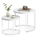 Produktbild: FORTENA Couchtisch Set 2tlg Rund, Marmor Look, mit weißem Metallgestell