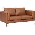 Produktbild: 2-Sitzer Sofa Aicena Leder Cognac - Komfortsofa mit Taschenfederkern & Metall-Gestell