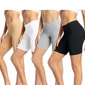 Produktbild: wirarpa Radlerhose Damen Kurz Baumwolle Boxershorts Unter Kleid Rock Unterhosen mit Bein Anti Scheuern Kurz Leggings 4er Pack Schwarz Grau Beige Weiß Größe 2XL