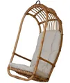 Produktbild: Hängesessel/ Hängeschaukel aus Natur-Rattan (naturbelassen mit Polster Beige)