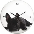 Produktbild: ARTland Glas Wanduhr Funkuhr - schwarzer Zeiger Bulldogge Größe: 30x30 cm