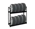 Produktbild: PROREGAL Reifenregal Tiger | HxBxT 100x110x35cm | 150kg Fachlast | bis zu 8 Reifen | mit 2 Ebenen | Schwarz Reifenständer Garagenregal