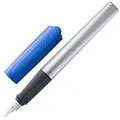 Produktbild: Lamy nexx blue Füller - Füllhalter mit rutschfestem Griff & polierter Stahlfeder in Strichbreite M - dreieckiges Gehäuse aus Aluminium - inkl. Tintenpatrone T 10 blau - Rechtshänder