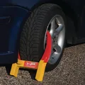Produktbild: Parkkralle Stahl,pulv.L425xB285xH110mm 3,28kg rot/gelb SB Verpackung Radkralle