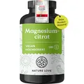 Produktbild: NATURE LOVE® Magnesiumcitrat – 2.320 mg Magnesiumcitrat (davon 360 mg elementares Magnesium) – 180 Kapseln – hochdosiert, laborgeprüft, ohne Zusätze, vegan & entwickelt in Deutschland