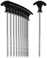 Produktbild: com-four® 12x Zelt-Heringe aus Stahl - robuste Erdnägel mit Gewinde für Camping und Outdoor - ideal für normalen und harten Boden mit T-Griff 0200x7mm