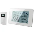 Produktbild: Miraval Funkwetterstation mit Außensensor Datumsanzeige Mondphase Sonnenaufgang Indoor & Outdoor Luftfeuchtigkeit 2 Alarme mit Licht Wettertrend Großer Display Modern (Weiß)