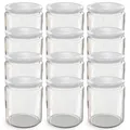 Produktbild: Oputec 12 x 405 ml Einmachgläser mit TO 82 Schraubdeckel Weiß – Perfekt für Marmeladen, Konfitüren und mehr, große Gläser mit Deckel, ideal als Marmeladengläser und Schraubgläser