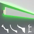 Produktbild: HEXIM LED Stuckleisten Muster - Indirekte Beleuchtung mit Deckenleisten aus PU, leicht & lichtundurchlässig- (20cm LED-18) Lichtvouten Fassaden Weiß