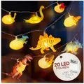 Produktbild: COZY HOME LED-Lichterkette Dino Lichterkette Batterie und Stecker -, 12 LED Figures I Warmweißes LED-Licht I Dino Design I EU-Konformität bunt|weiß