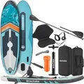 Produktbild: Tectake 2In1 Stand Up Paddle Board  Aus Drop Stitch Material Aufblasbar  Stabil  Leicht und Rutschfest  288 x 77 x 22 50 cm Türkis Orange