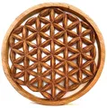 Produktbild: Trintura Blume des Lebens Wandbild Lebensblume Energiebild Holzbild Handarbeit aus Akazien-Holz groß Wand-Bild-Dekoration Esoterik Geschenk Holzdeko braun Bild Feng Shui (30cm)