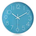 Produktbild: Blau Modern Wanduhr Lautlos 30cm 3D Ziffern Ohne Tickgeräusche Quartz Wanduhr...