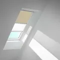 Produktbild: VELUX Verdunkelungsrollo Duo DFD Sandbeige gepunktet/Weiß 4579, M10, Aluminiumschiene,GGU,Manuell,VELUX