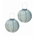 Produktbild: MARELIDA LED Solar Lampions mit Blumenmuster blau 25cm Party Balkon Terrasse 2St