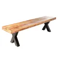 Produktbild: riess-ambiente.de Industrial Sitzbank Iron Craft 200cm Mangoholz mit schwarzen X-Beinen Bank Massivholzbank Küchenbank