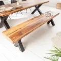 Produktbild: Industrial Sitzbank IRON CRAFT 200cm Mangoholz X-Gestell Bank Esszimmerbank