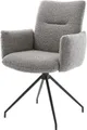 Produktbild: DELIFE Polsterstuhl Jova-Flex, mit Armlehnen Kreuzgestell konisch Schwarz Bouclé Silbergrau 180° dreh